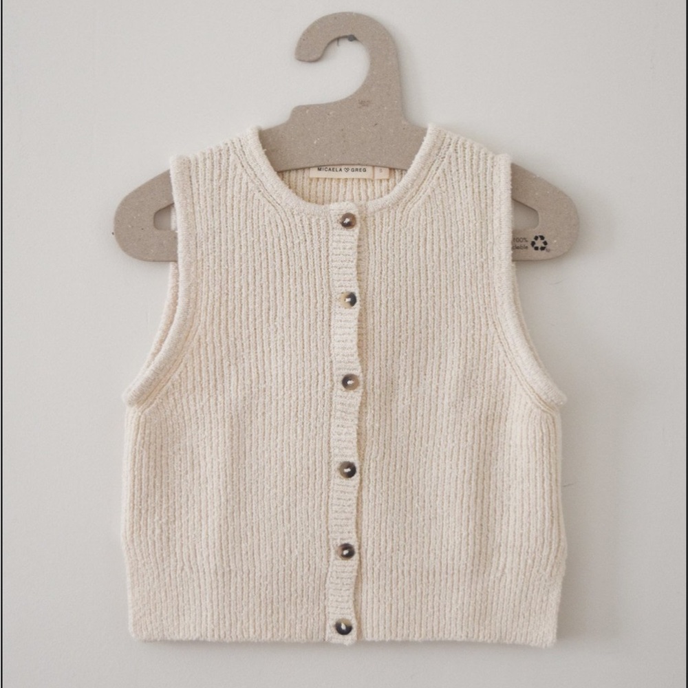 Boucle Micaela Greg Cream rib vest in Small